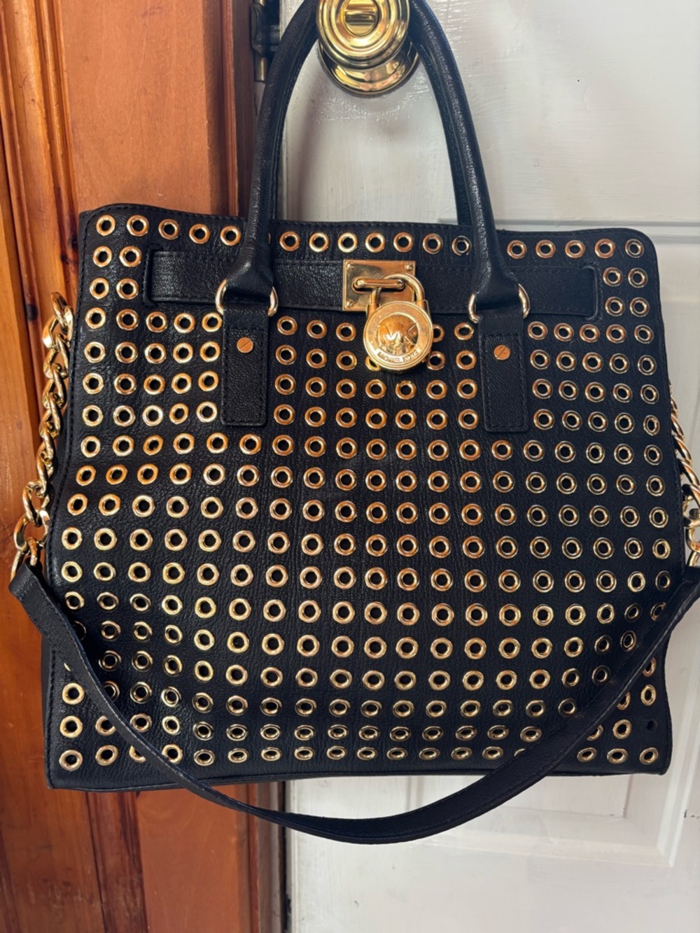 Michael Kors Black Tote with Gold Eyelet Hardware - Picture 2 of 2